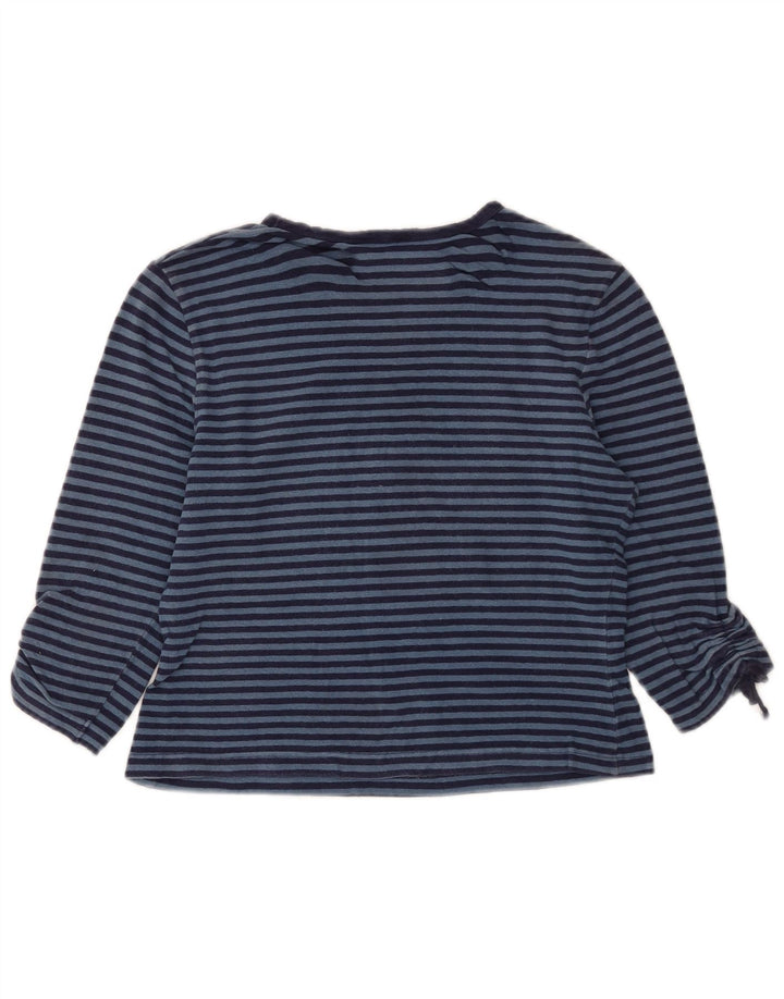 MOSSIMO Damen Crop Top 3/4 Ärmel UK 14 Große blau gestreifte Baumwolle