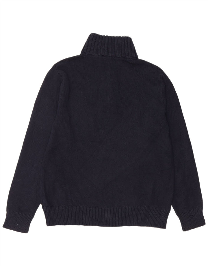 J. CREW Herren-Pullover mit Reißverschluss am Hals, groß, marineblaue Baumwolle