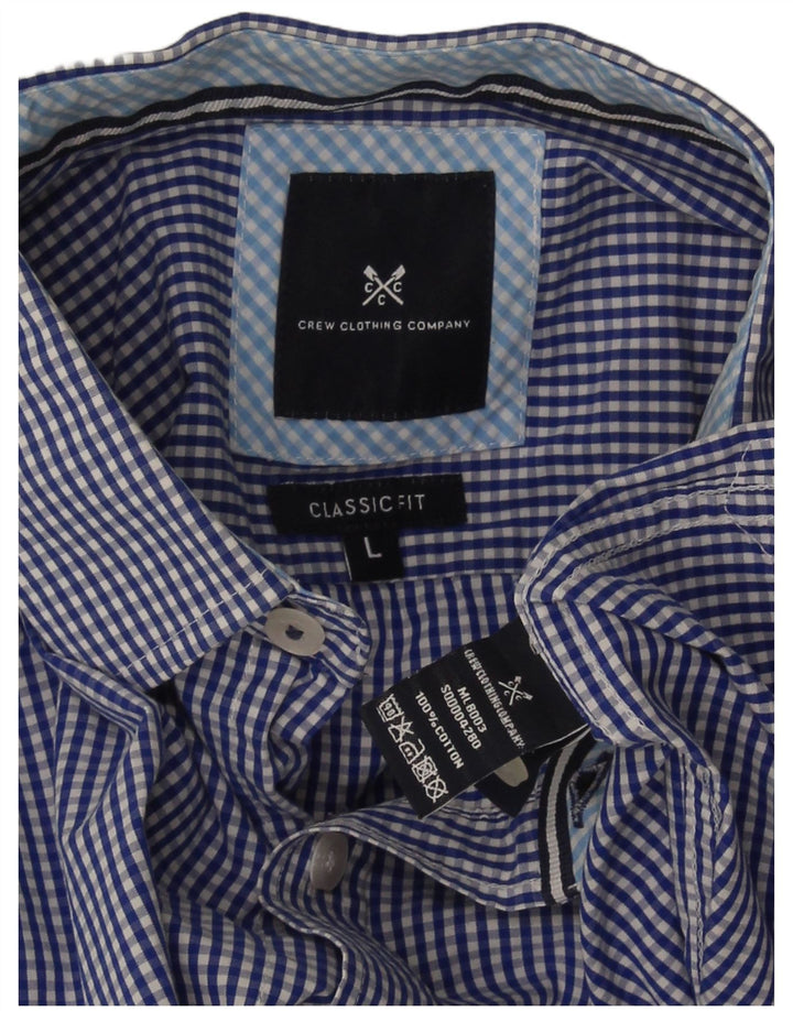 Crew Clothing Herren-Hemd mit klassischer Passform, groß, blaues Gingham-Baumwolle