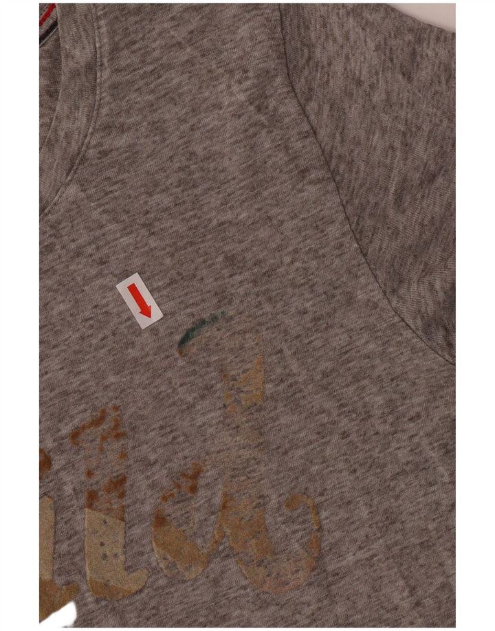 Tommy Hilfiger Damen Grafik-T-Shirt-Oberteil UK 12 Mittelgraues Polyester