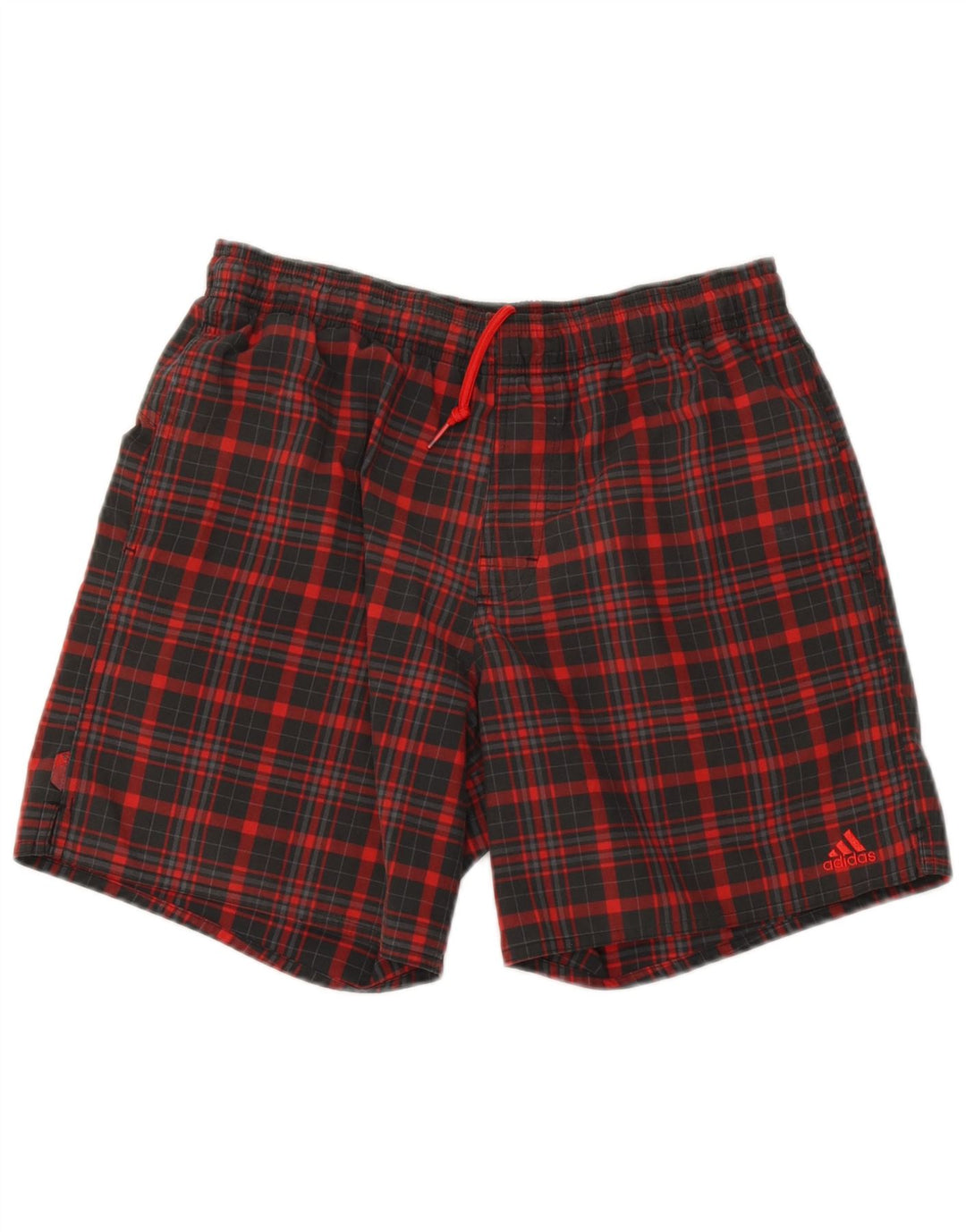 Adidas Herren-Sportshorts, klein, rot kariert, Polyester