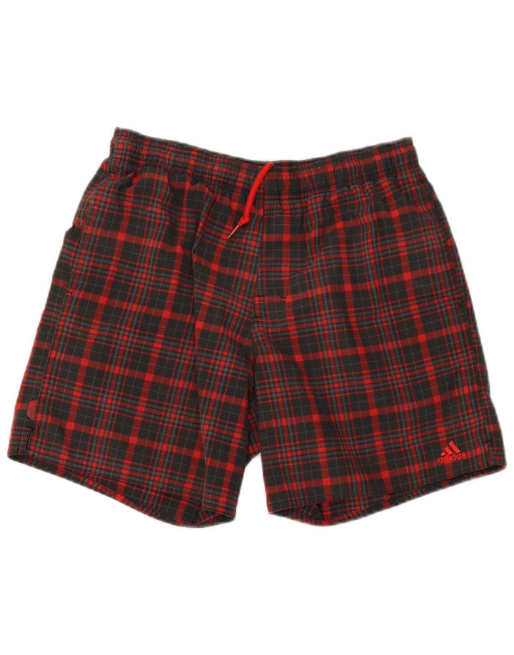 Adidas Herren-Sportshorts, klein, rot kariert, Polyester