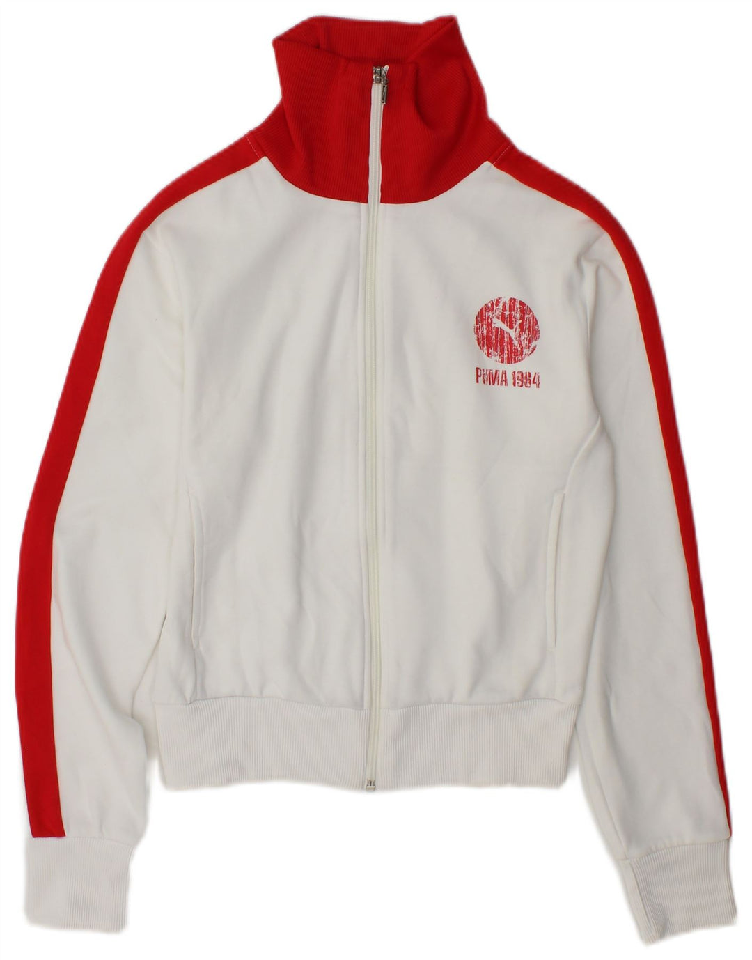Puma Damen-Trainingsanzug-Top-Jacke, UK 10, Größe S, Weiß, Farbblock