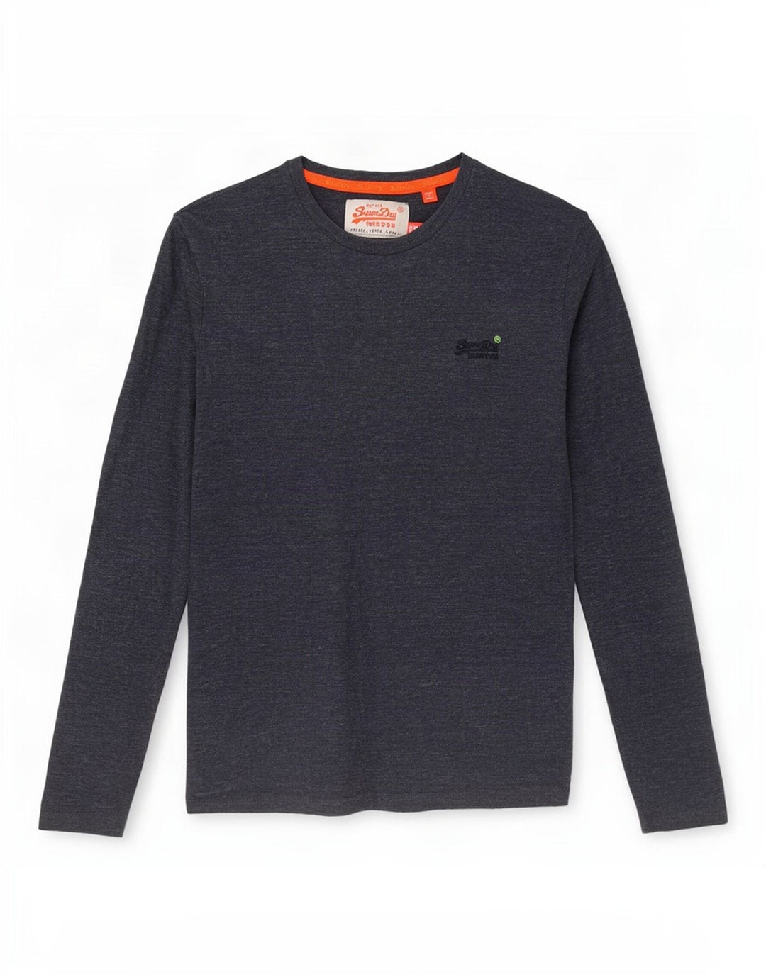 Superdry Herren-Oberteil mit langen Ärmeln, klein, marineblau gesprenkelte Baumwolle