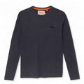 Superdry Herren-Oberteil mit langen Ärmeln, klein, marineblau gesprenkelte Baumwolle