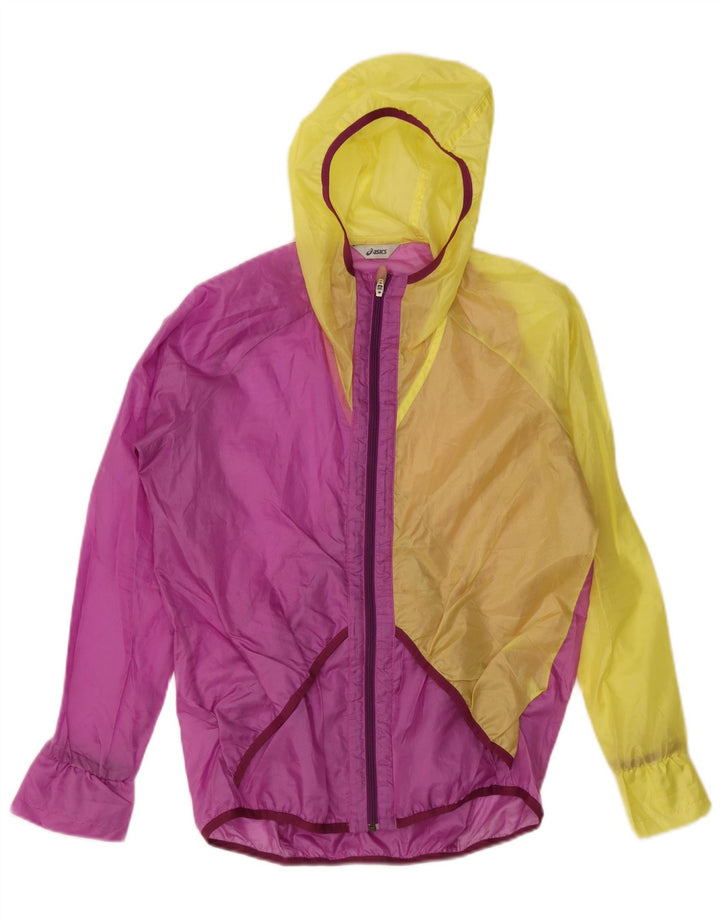 Asics Damen-Regenjacke mit Kapuze, UK 16, groß, mehrfarbig, Farbblock