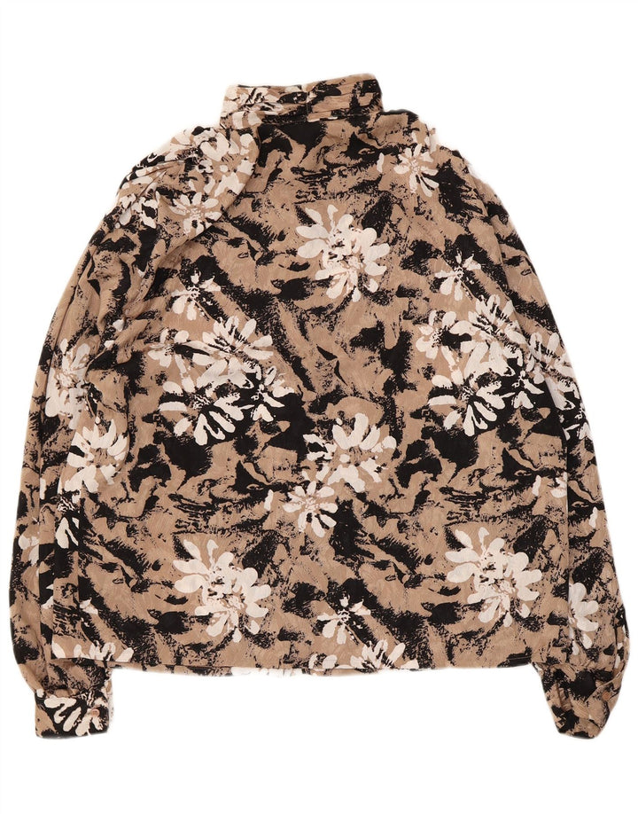 Charles Vogele Damen-Hemdbluse, EU 42, groß, beige, florales Polyester