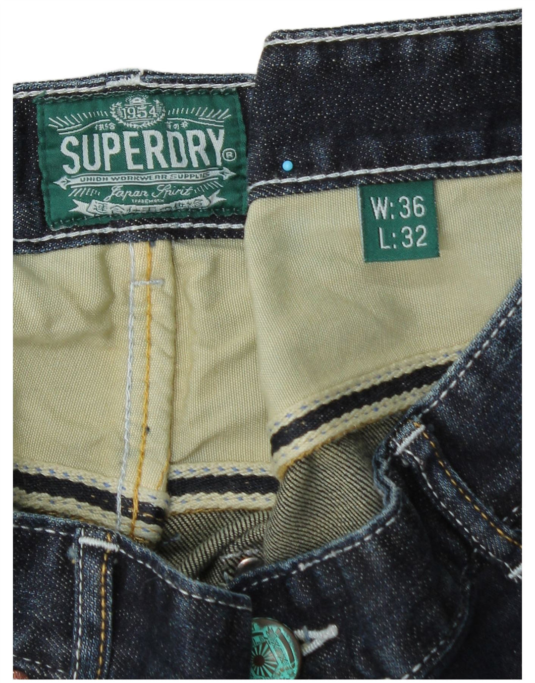 Superdry Herren Straight Jeans W36 L32 Blaue Baumwolle