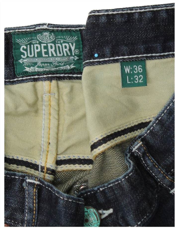 Superdry Herren Straight Jeans W36 L32 Blaue Baumwolle