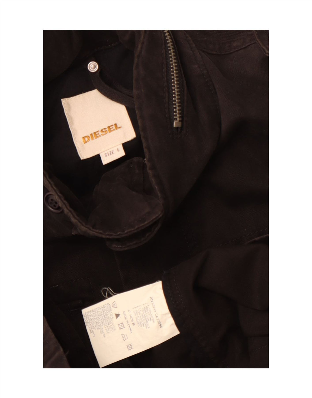 Diesel Herren Militärjacke UK 40 Große schwarze Baumwolle