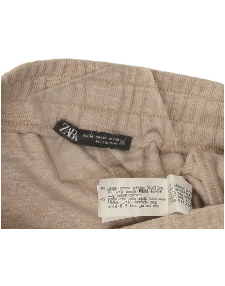 Zara Damen-Trainingshose mit weitem Bein, UK 12, mittelbeigefarbenes Polyester