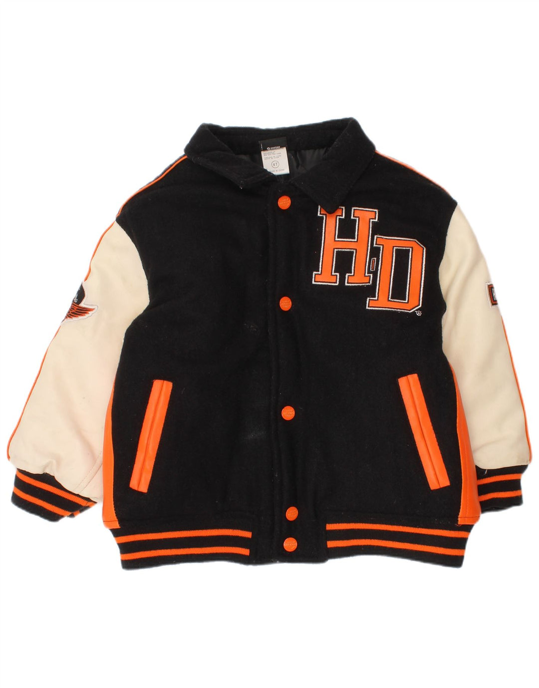 Harley Davidson Jungen-Unijacke mit Grafik, 3–4 Jahre, Marineblau, Farbblock