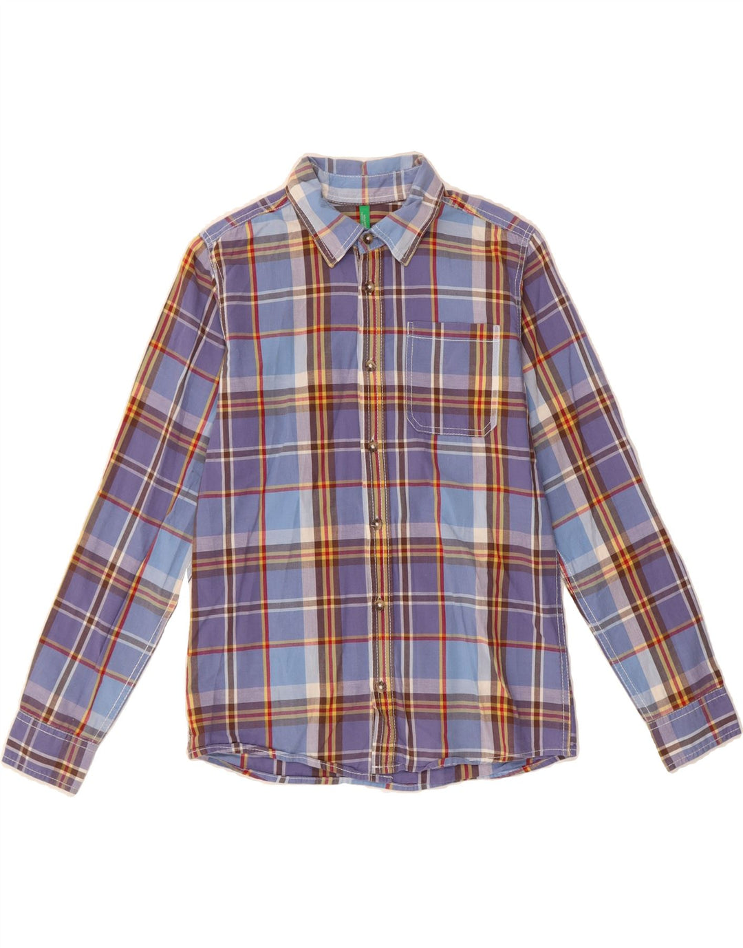 BENETTON Boys Shirt 12-13 Years Purple Check Vintage Benetton and Second-Hand Benetton from Messina Hembry 