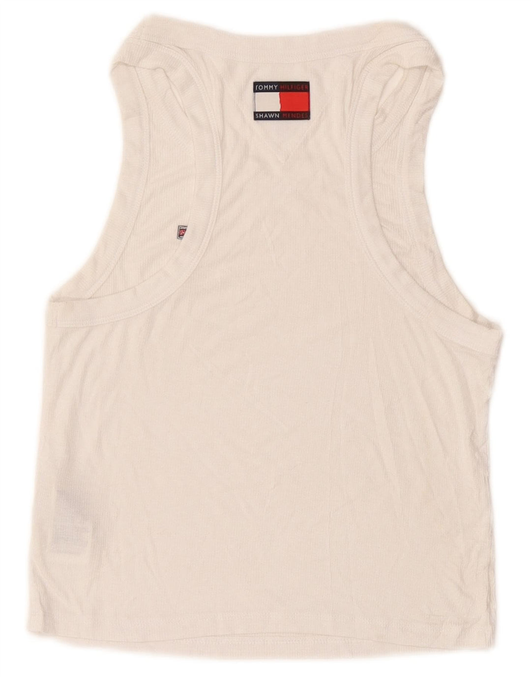 Tommy Hilfiger Damen Crop Vest Top UK 12 Medium Weiß Modal