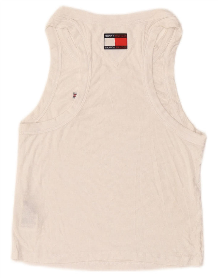 Tommy Hilfiger Damen Crop Vest Top UK 12 Medium Weiß Modal