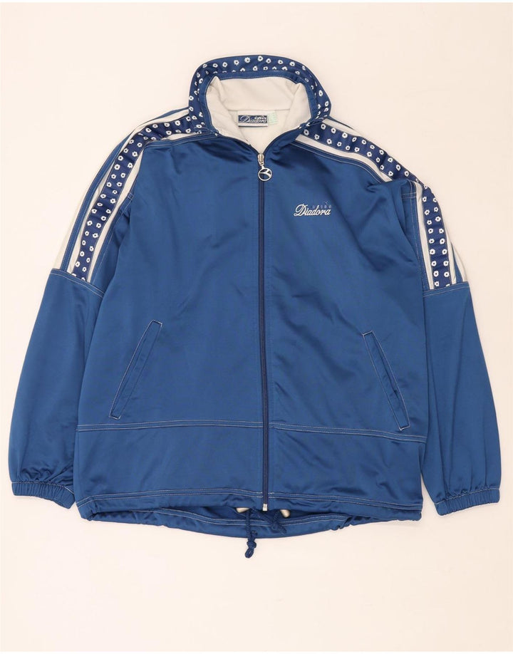 DIADORA Übergroße Trainingsjacke für Damen, UK 12, Mittelblau mit Blumenmuster
