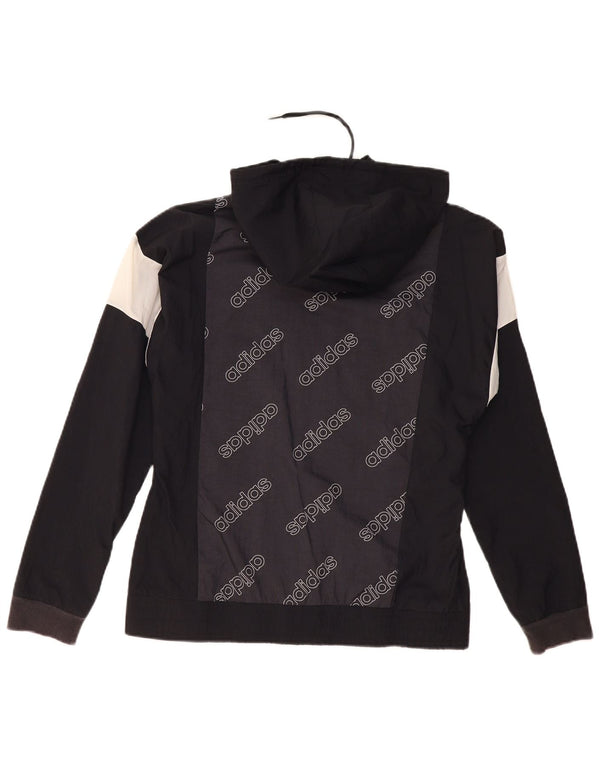 Adidas Damen Graphic Hooded Rain Jacket UK 8/10 Small Schwarz Colourblock