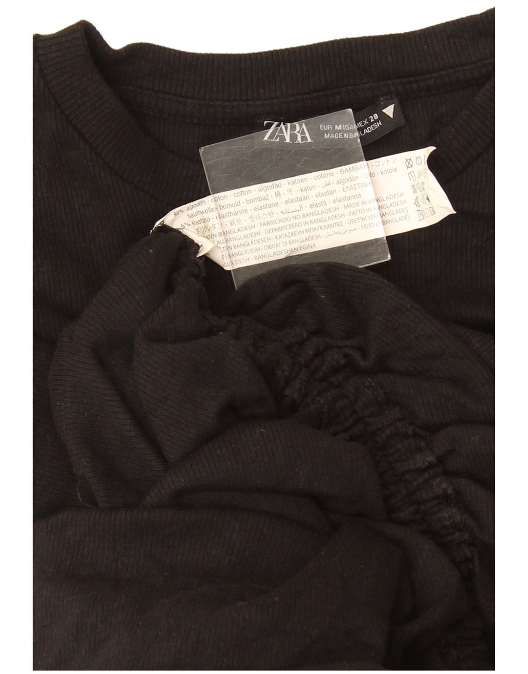 Zara Damen Figurbetontes Kleid UK 12 Medium Schwarz Baumwolle