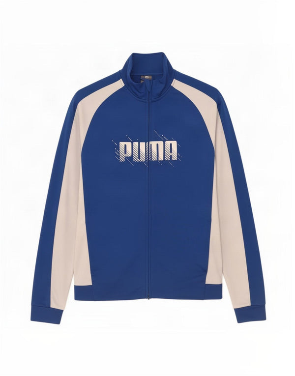 Puma Jungen Grafik-Trainingsanzug-Top-Jacke, 15–16 Jahre, blaues Farbblockdesign
