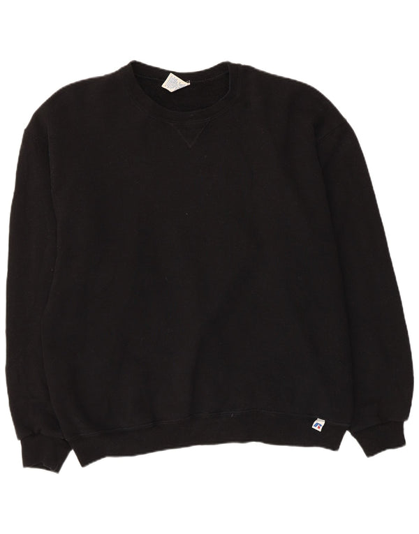 Russell Athletic Damen-Sweatshirt-Pullover UK 16 Large Schwarze Baumwolle
