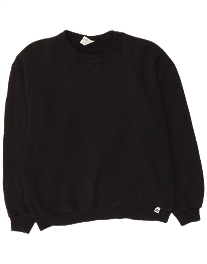 Russell Athletic Damen-Sweatshirt-Pullover UK 16 Large Schwarze Baumwolle