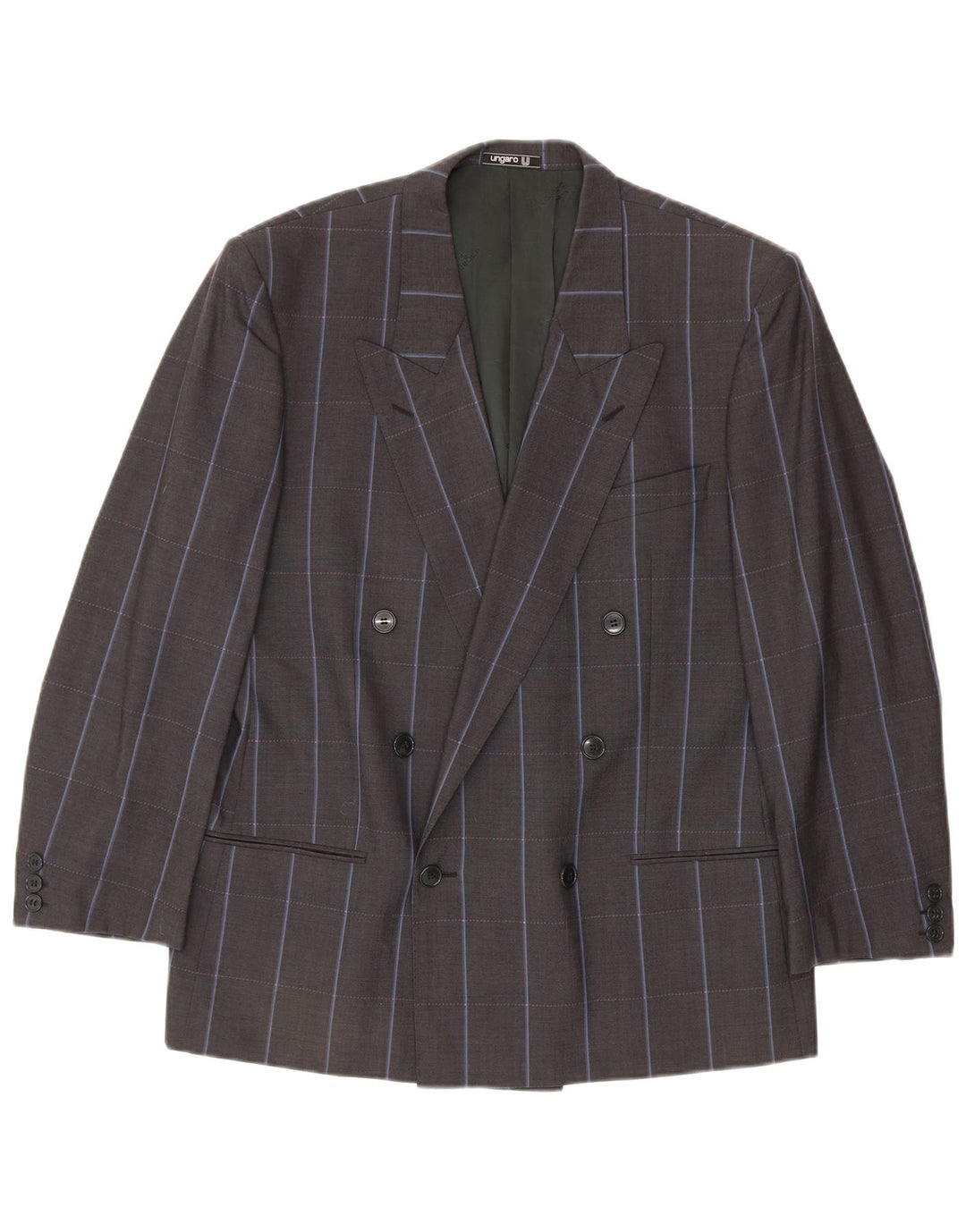 Ungaro Herren-Blazer, zweireihig, IT 50, groß, grau, Nadelstreifen