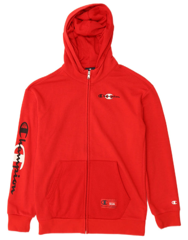Champion Mädchen-Kapuzenpullover mit grafischem Reißverschluss, 11–12 Jahre, Größe L, Rot
