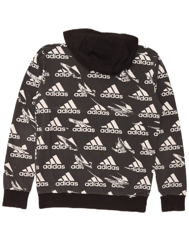 ADIDAS Mens Graphic Hoodie Jumper Medium Black Cotton