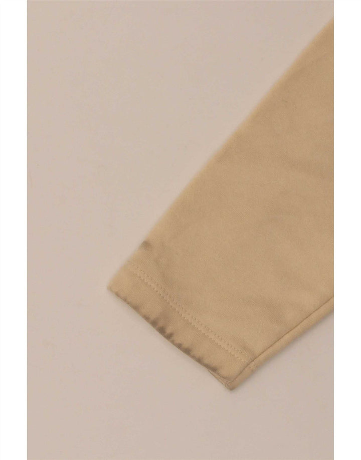 Zara Damen Crop Top Langarm UK 10 Small Beige Baumwolle