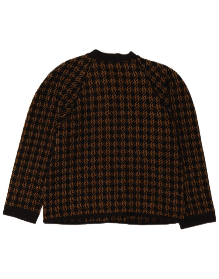 Vintage Damen Strickjacke IT 46 Große braune Hahnentrittwolle