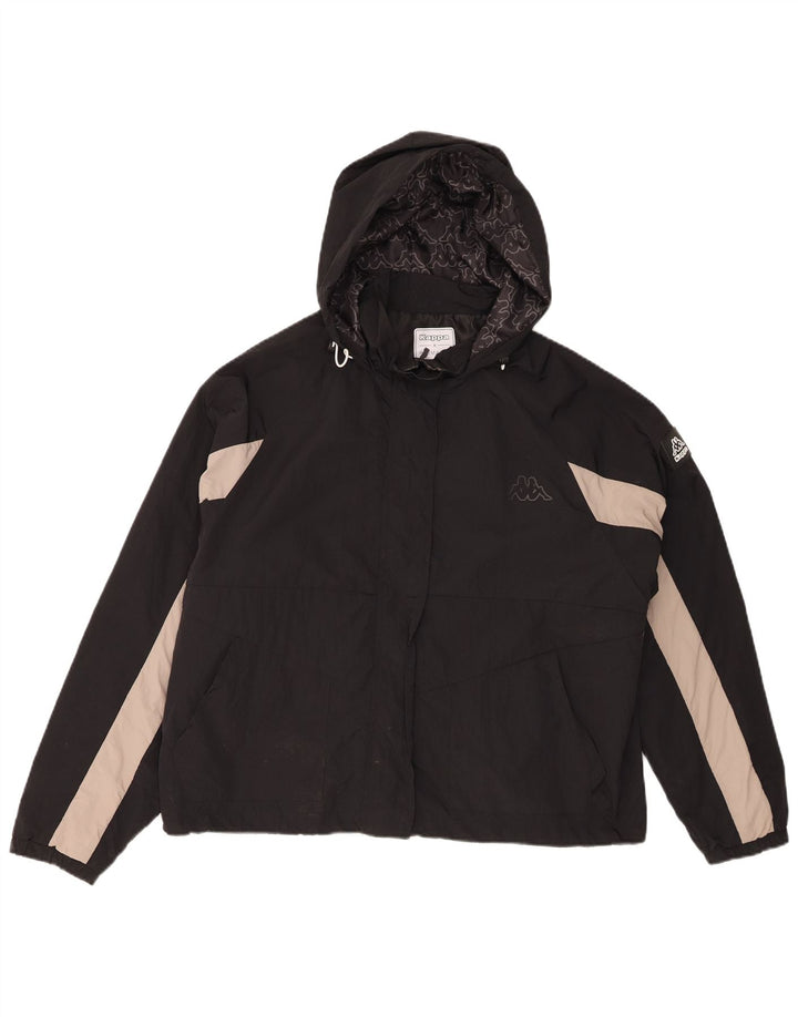 Kappa Damen Übergroße grafische Windjacke UK 14 Medium Schwarz