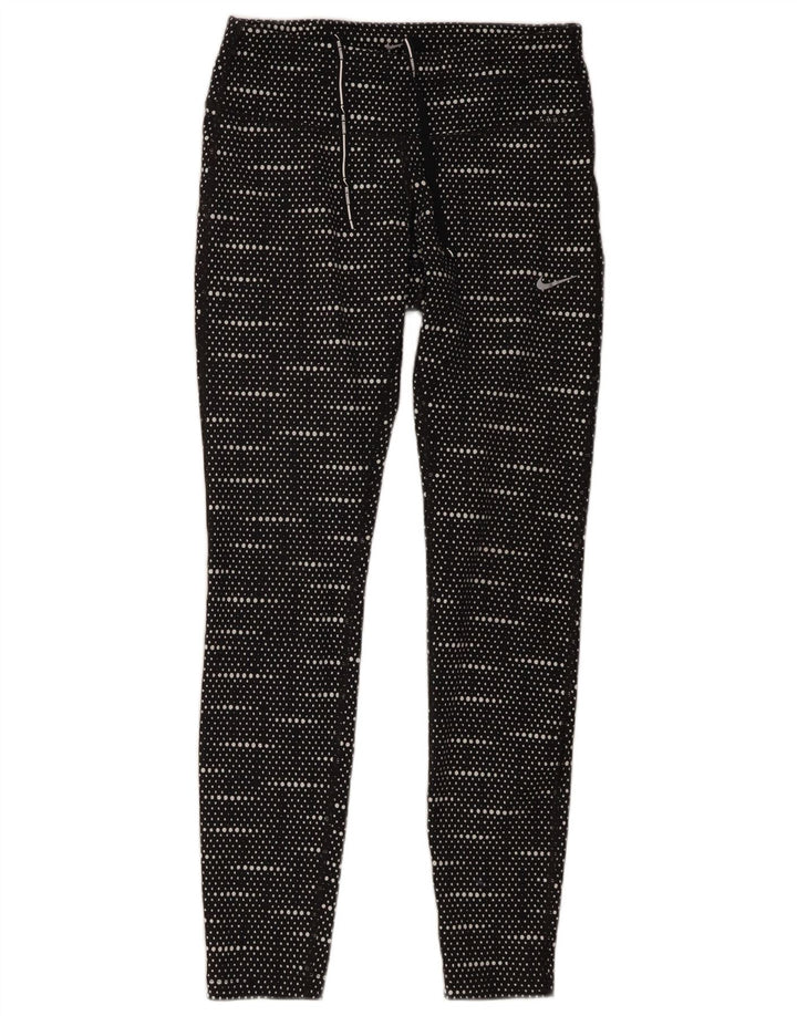 Nike Damen Dri Fit Leggings UK 10 Small Schwarz Gepunktet