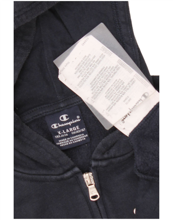CHAMPION Jungen-Kapuzenpullover mit grafischem Reißverschluss und Reißverschluss, 13–14 Jahre, XL, Marineblau