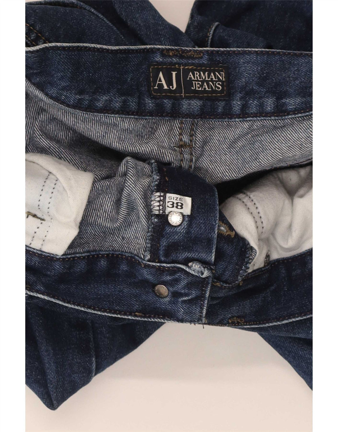 Armani Herren Straight Jeans W38 L34 Marineblaue Baumwolle