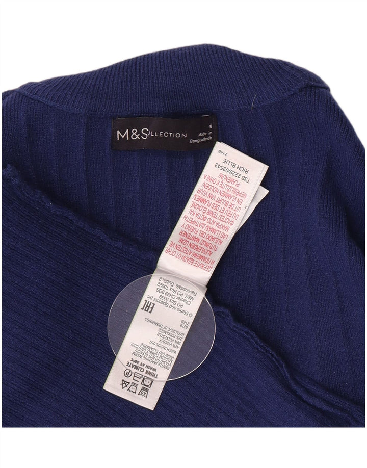 Marks & Spencer Damen-Pullover mit Rollkragen, Gr. 8, Blau, Viskose