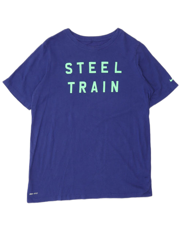 Nike Damen Athletic Cut Graphic T-Shirt Top UK 18 XL Blaue Baumwolle