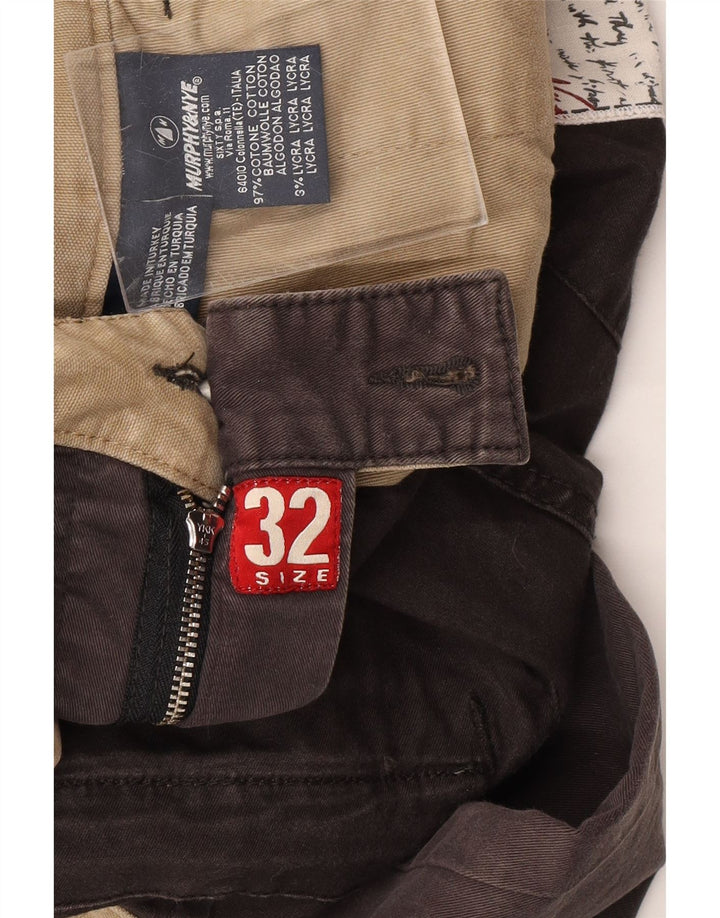 MURPHY & NYE Mens Slim Chino Trousers W32 L29 Brown Cotton Vintage Murphy & Nye and Second-Hand Murphy & Nye from Messina Hembry 
