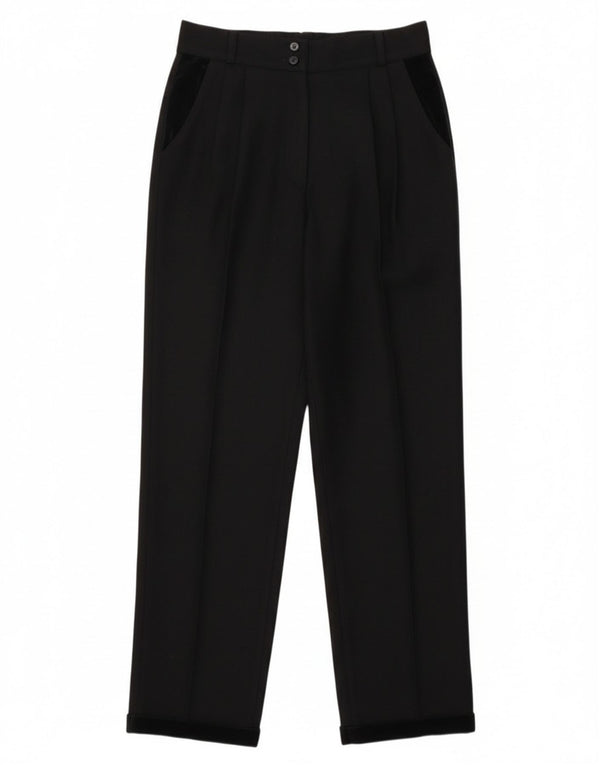 Vintage Damen High Waist Tapered Chino Hose IT 42 Medium W27 L29 Schwarz