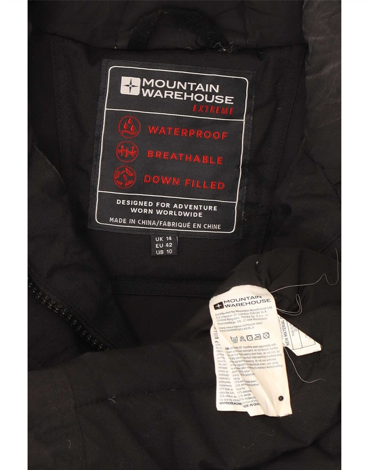 Mountain Warehouse Wattierter Damenmantel mit Kapuze, UK 14, Größe L, Schwarz, Polyester