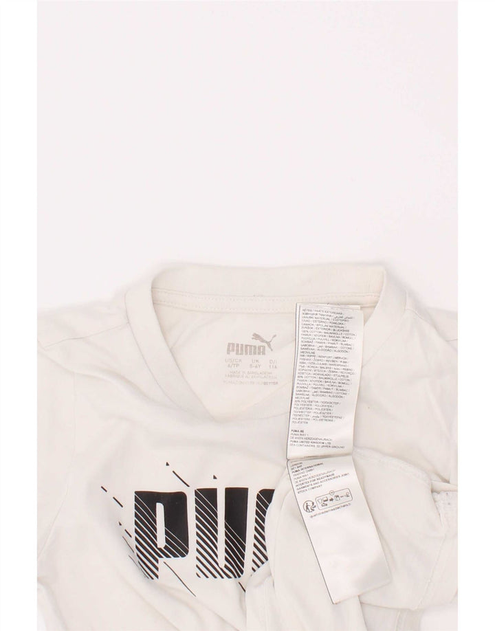 Puma Jungen T-Shirt mit Grafik, 5–6 Jahre, weiße Baumwolle