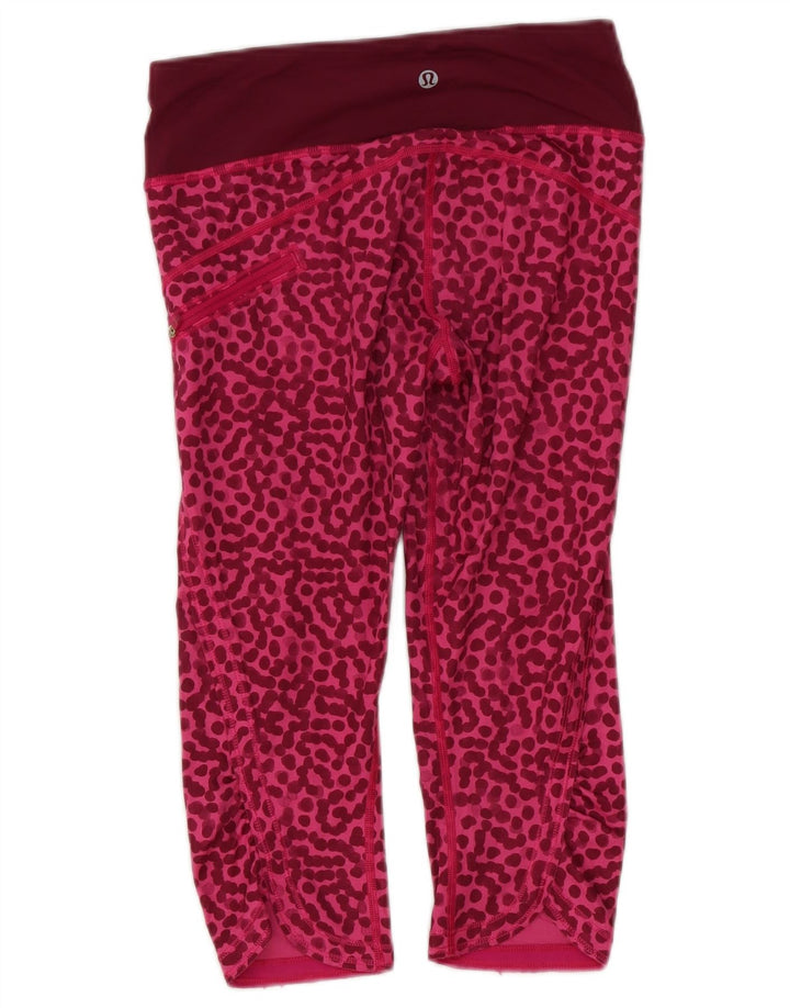 LULULEMON Womens Capri Leggings UK 12 Medium Pink Animal Print