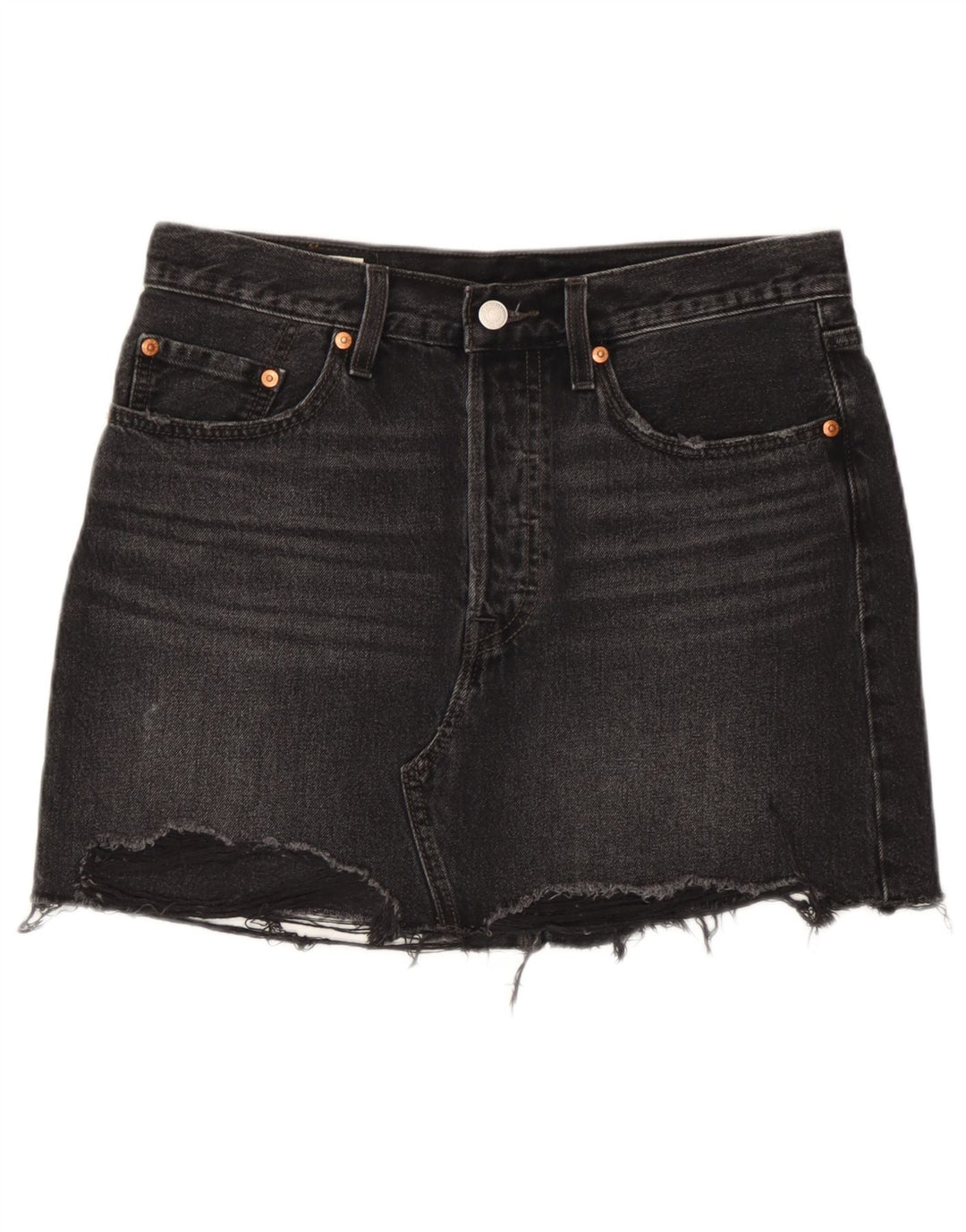 Levi's Damen Denim Distressed Minirock W28 Mittelschwarze Baumwolle