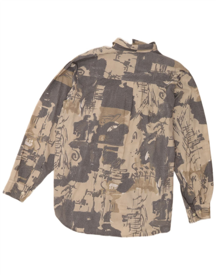 Vintage Herren Hemd mit abstraktem Muster, Größe 41/42, 16 1/2, große graue Viskose
