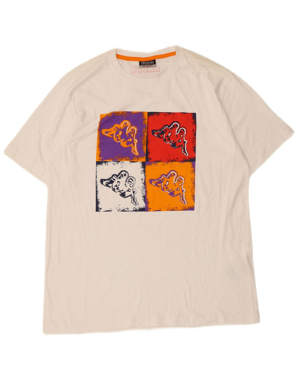 Kappa Damen Grafik T-Shirt Top UK 18 XL Weiße Baumwolle