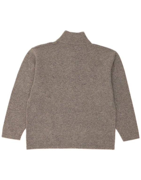 Kappa Herren-Pullover mit Reißverschluss am Hals, 2XL, grau gefleckte Schurwolle