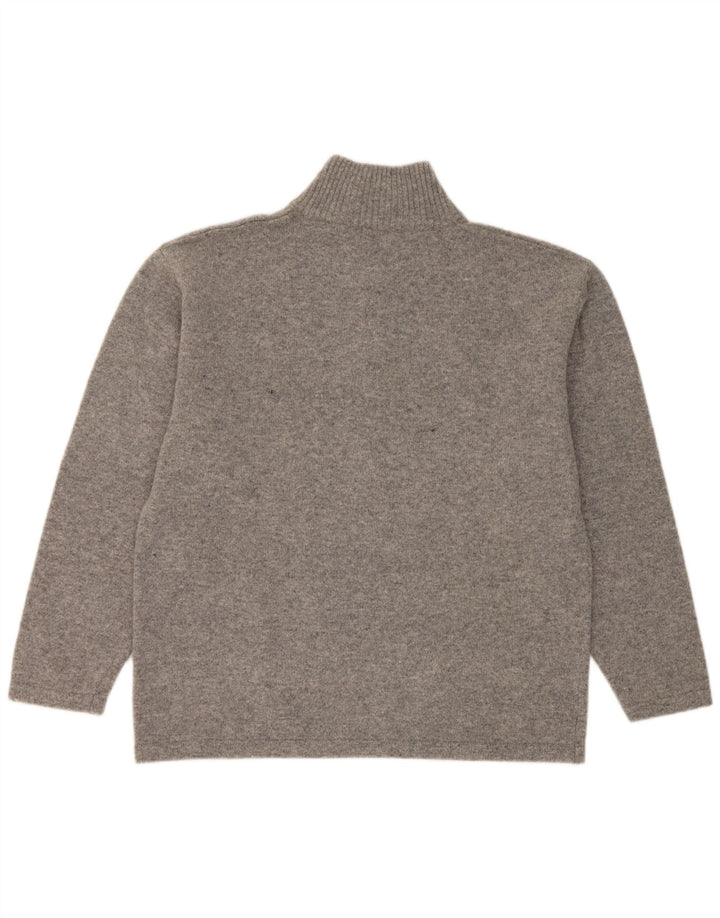 Kappa Herren-Pullover mit Reißverschluss am Hals, 2XL, grau gefleckte Schurwolle