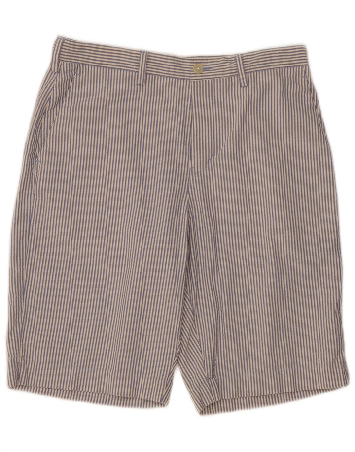 Marks & Spencer Herren-Chinoshorts W32 Mittelblaue Nadelstreifen-Baumwolle