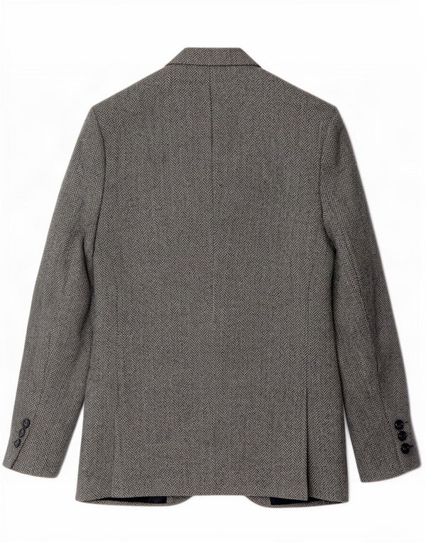 Charles Barker Herren Harris Tweed Blazer Jacke UK 40 Großes blaues Fischgrätenmuster