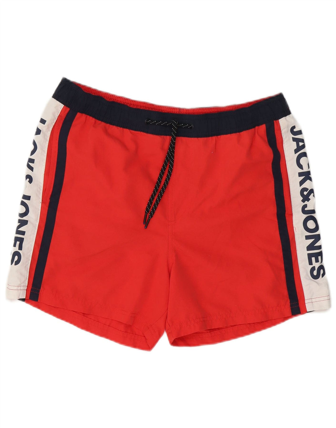 Jack & Jones Herren-Badeshorts mit Grafik, Mittelrotes Farbblock-Polyester