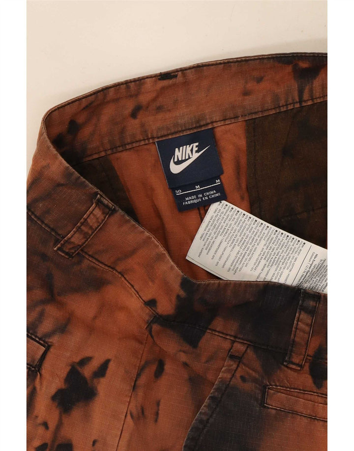 Nike Herren Chino Shorts W30 Mittelbraune Batik-Baumwolle